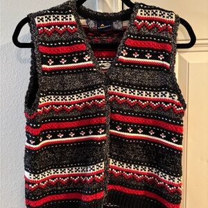 Lizsport Festive Knit Vest 100% Cotton Vintage Christmas Cottagecore Grandmacore